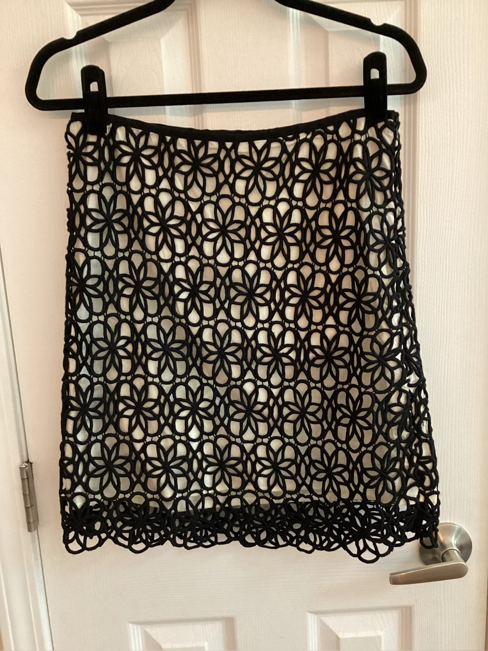 ANTHROPOLOGIE • Postmark Black Dilated Lace Floral Skirt Size 4
